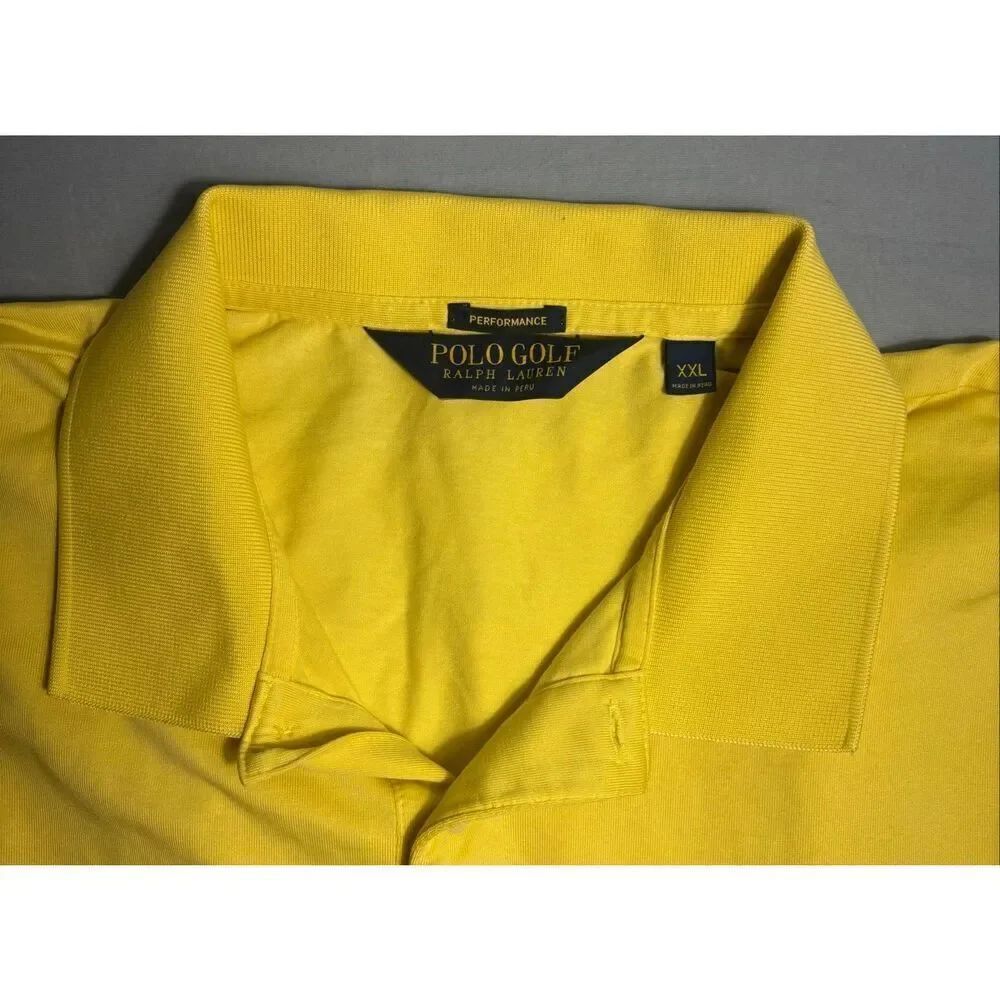 Polo Golf Ralph Lauren Mens 2XL XXL Yellow Polo Flaw Solid Color